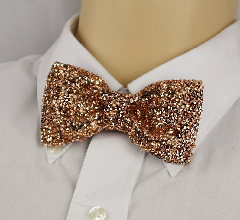Wedding Rose Gold Crystal bow tie,Charcoal,Silver,Gold,Black Glitter bow tie, Adjustable PreTied bow tie,Groom,Groomsmen Accessories image 6