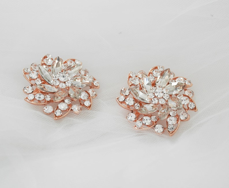 Rose Gold crystal Shoe Clips Bridal shoes Clips Jewelry Etsy