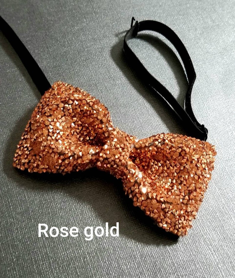 Wedding Rose Gold Crystal bow tie,Charcoal,Silver,Gold,Black Glitter bow tie, Adjustable PreTied bow tie,Groom,Groomsmen Accessories Roségoud