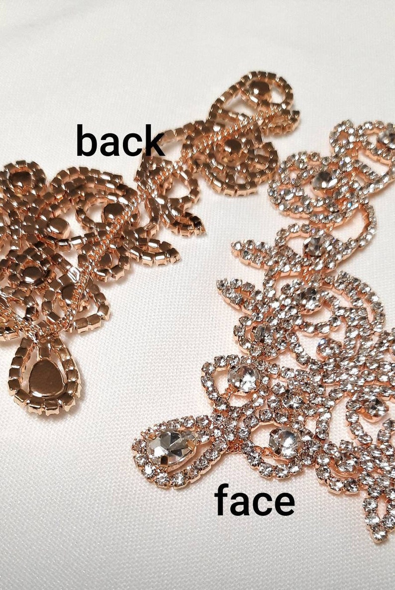 ROSE GOLD Rhinestone Applique,Bridal Applique,DIY Applique,Headband, Shoes,Sash,Wedding Accessories,Rhinestone trim image 4