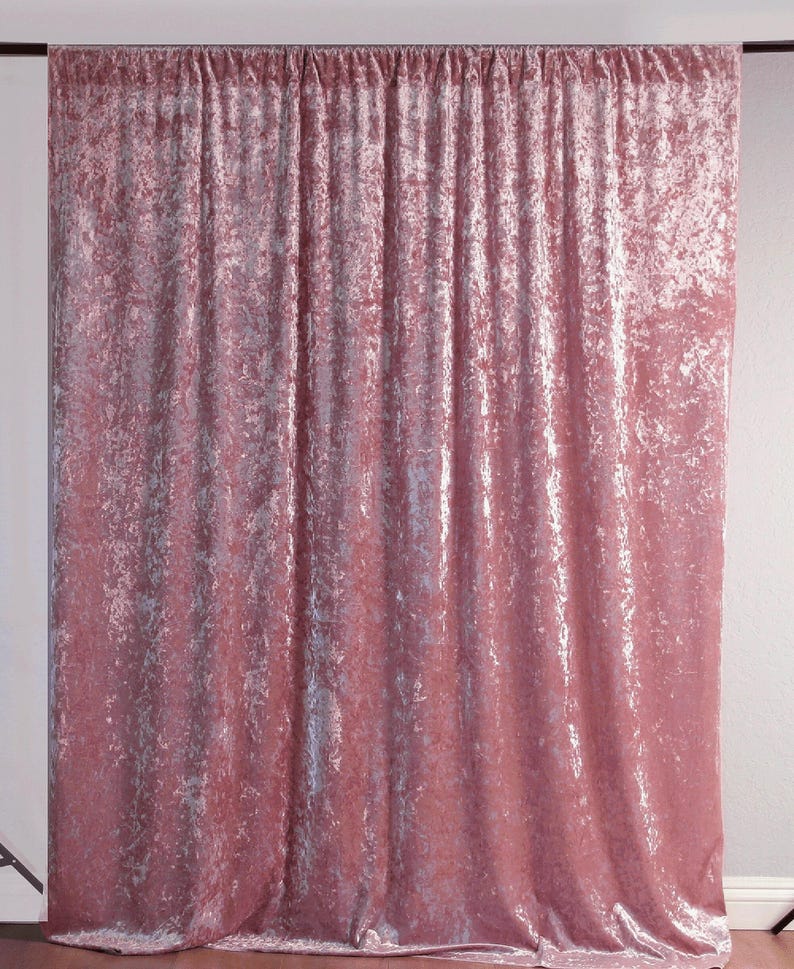 Dusty Rose Crushed Velvet Backdrop, 5x5 ft Wedding Photo Booth Curtain image 1