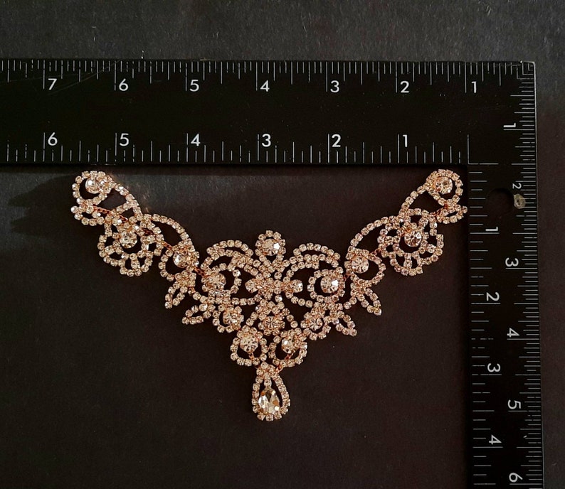 ROSE GOLD Rhinestone Applique,Bridal Applique,DIY Applique,Headband, Shoes,Sash,Wedding Accessories,Rhinestone trim image 3