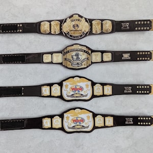 4 cinturones personalizados Eagle IC tag WWE WWF Ljn Big Rubber Guys figuras no incluidas