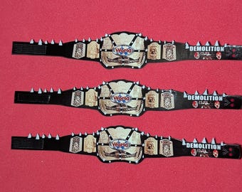 3 cinture di coppia personalizzate Demolition WWE WWF Ljn Big Rubber Guys (figure non incluse)