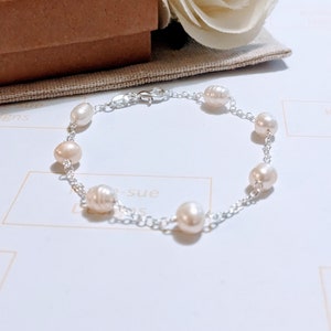 Fresh Water Pearl Bracelet, Sterling Silver, Dainty Pearl Bracelet For Women, Wedding Bracelet, Bridesmaid Gift Idea, Minimalist Design