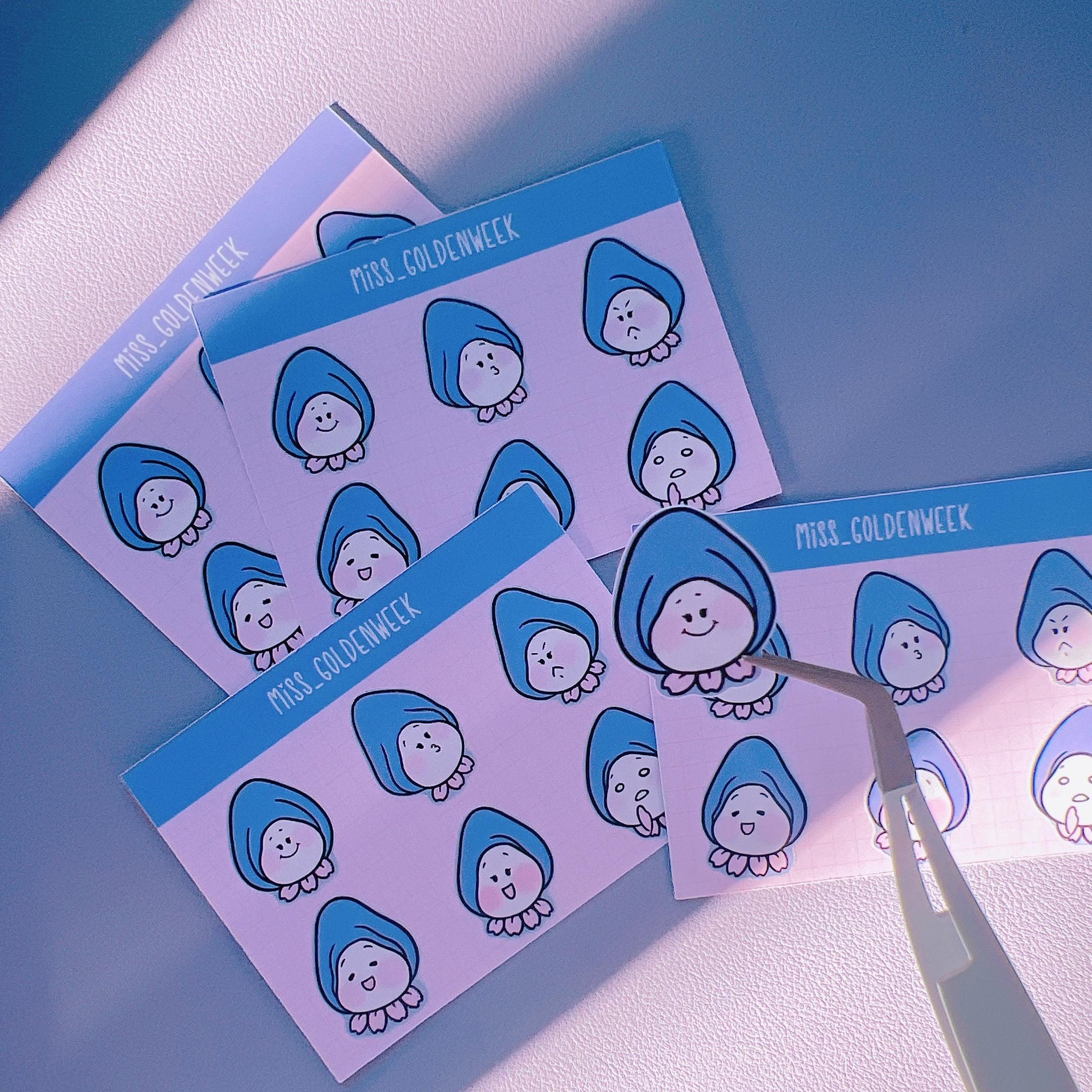 Mini Journaling Sticker Sheets - Curious Oyster Faces - Etsy