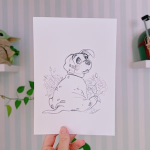 Sketch collection Art Print - Rolly is always hungry - 101 Dalmatians fanart