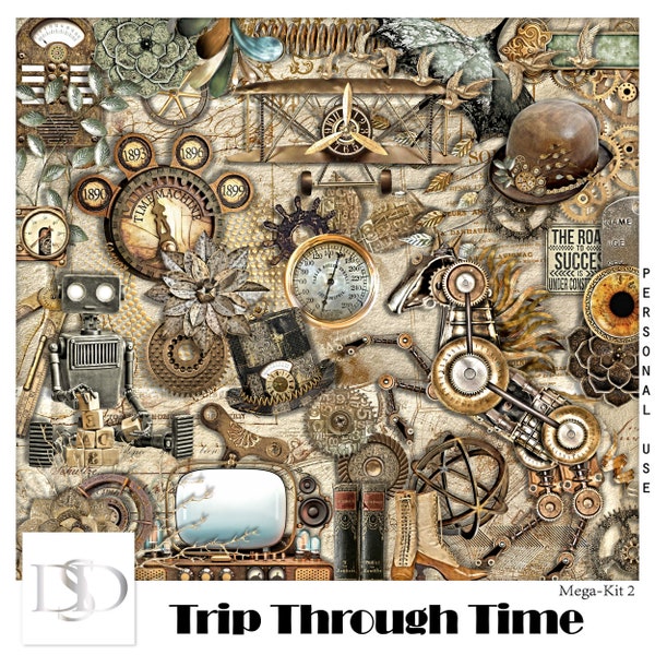 Reise durch die Zeit - Digital Scrapbooking MegaKit 2 - Steampunk - Sammelalbum - Druckbar