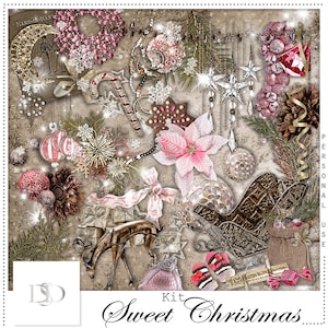 Sweet Christmas Digital Scrapbooking Kit Christmas Scrapbook Imprimable image 1