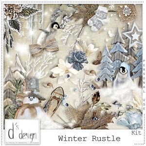 以下が含まれることがあります： 冬のテーマのデジタルスクラップブッキングキット。キットには、ペンギン、雪だるま、雪片、その他の冬の要素の画像が含まれています。このキットは、冬のテーマのスクラップブッキングページ、カード、その他のクラフトを作成するのに最適です。