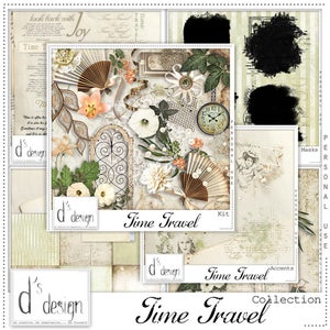 Time Travel - Digital Scrapbooking Kit - Vintage - Scrapbook - Printable