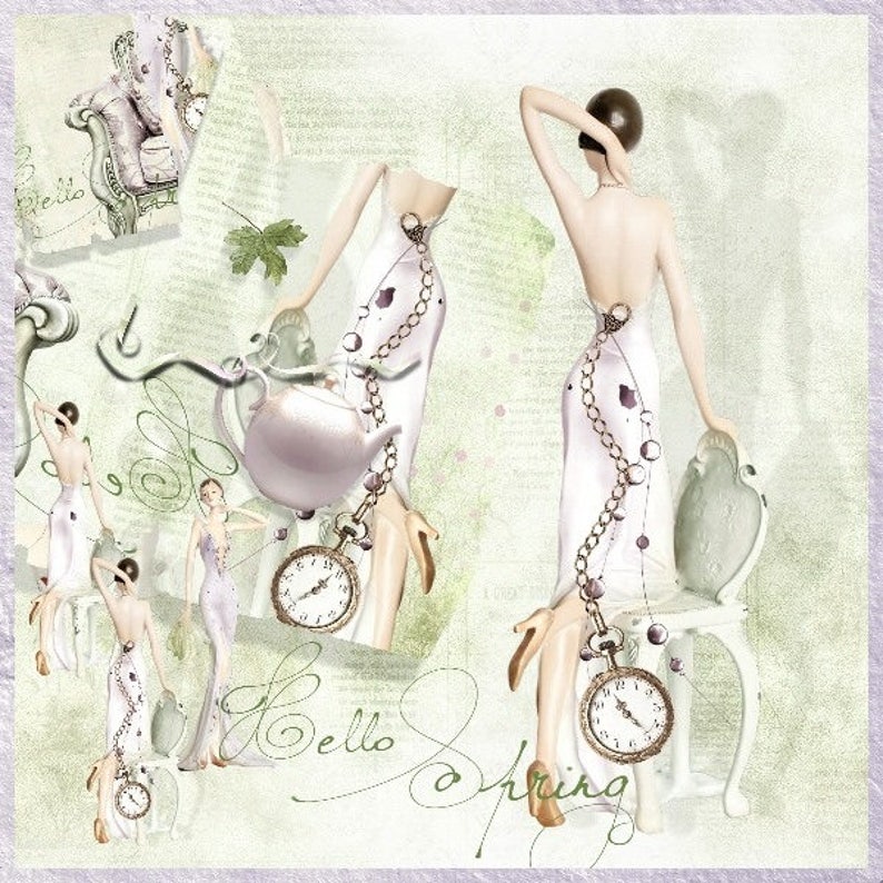 Digital Scrapbooking Collection Scrapbook Vintage Spring Spirit Imprimable