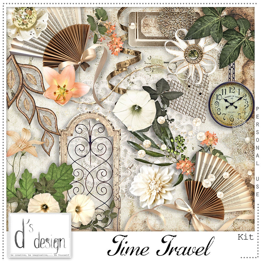Souvenir Travel Digital Scrapbooking Kit, Vintage Summer, Holiday,  Vacation, Digital Papers, Old Maps, Personal Use 