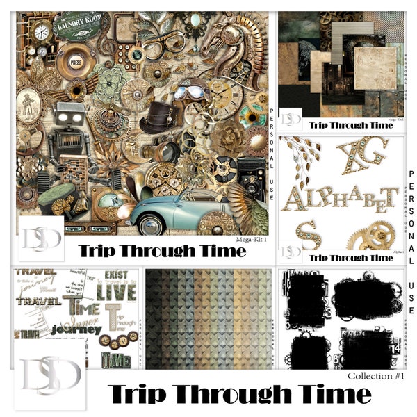 Trip Through Time - Digital Scrapbooking Collection 1 - Steampunk - Scrapbook - Imprimable