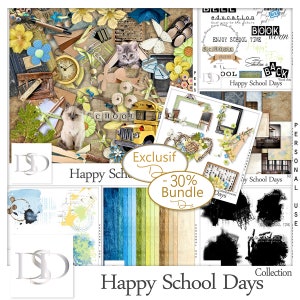 Happy School Days - Digital Scrapbooking Collection - School - Scrapbook - Imprimable