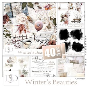 Winter&#39;s Beauties - Digital Scrapbooking Collection - Winter - Scrapbook - Imprimable