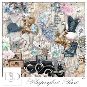 PluPerfect Past - Digital Scrapbooking Kit - Vintage - Scrapbook - Imprimable