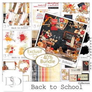 Back to School - Digital Scrapbooking Collection - School - Scrapbook - Imprimable