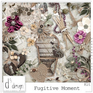Fugitive Moment - Digital Scrapbooking Kit - Vintage - Scrapbook - Imprimable