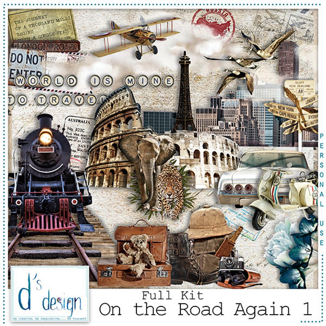Reminisce "On The Road Again" Scrapbook Paper Kit - 12x12 Double-Sided Sheets & Sticker Set