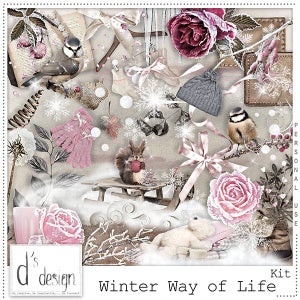 Winter Way of Life - Digital Scrapbooking Kit - Winter - Scrapbook - Imprimable
