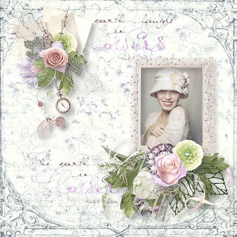 Digital Scrapbooking Collection Scrapbook Vintage Spring Spirit Imprimable
