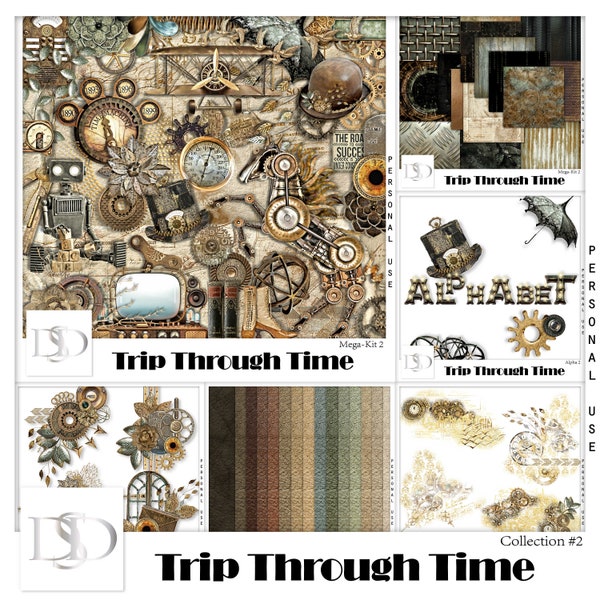 Trip Through Time - Digital Scrapbooking Collection 2 - Steampunk - Scrapbook - Imprimable