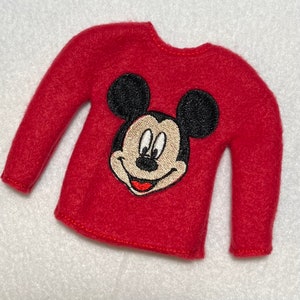 Elf Doll Mickey Embroidered Christmas Sweater