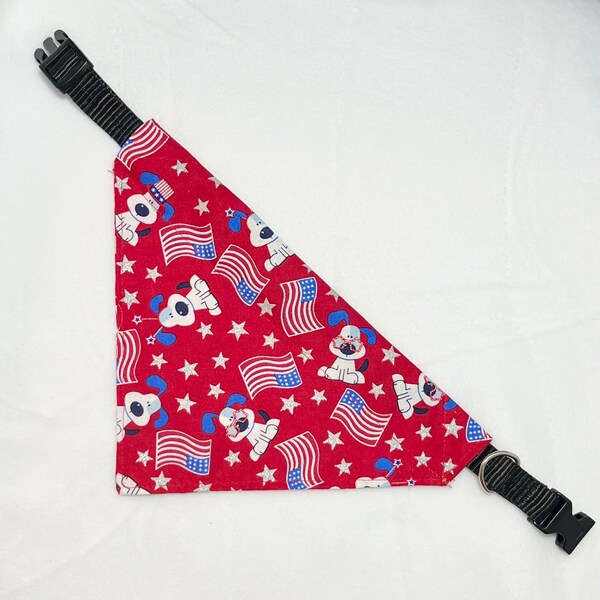 Patriotic Flags Red White & Blue USA Dog or Cat Over The Collar Pet Bandana Kerchief Square Bib Cape Costume for Holiday Occasion