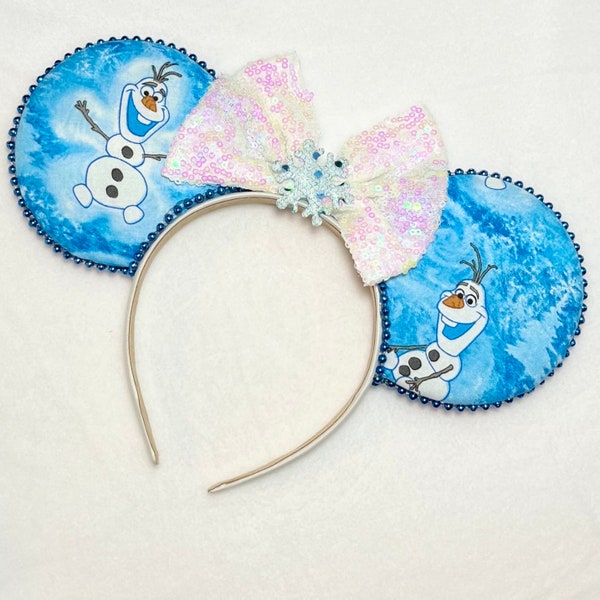 Olaf Frozen Snowman Warm Hugs Elsa Movie Snowflake Headband Theme Park Mickey Minnie Vacation Mouse Ears Bow Costume for Kids and Adults