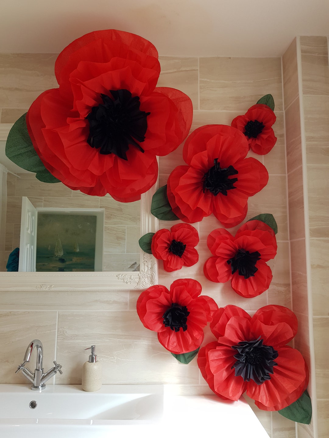 Poppy Red Remembrance Day Set Shop Display Decoration Paper