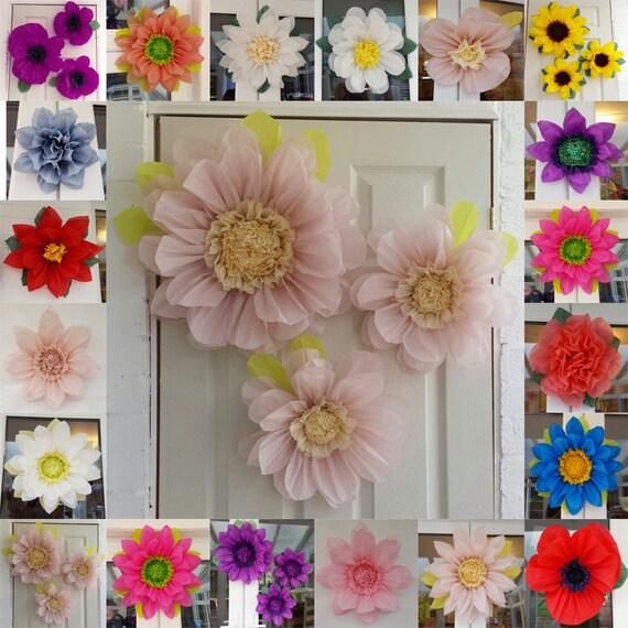 pompom set 3x tissue paper flowers 45cm wedding venue decorations centerpiece birthday colours available tissue paper flower centerpieces