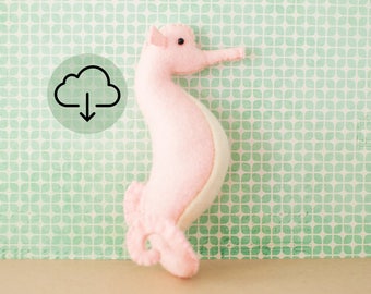 Mindy the Seahorse Sewing Pattern, Instant Download PDF tutorial, DIY stuffed animal, felt softie Sea Creature, ocean theme, mermaid baby