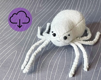 Gomez the Spider sewing pattern, instant download PDF, halloween diy, halloween decor, felt softie, spooky spider decor, kawaii plushie gift