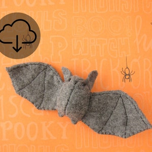 Morty the Bat sewing pattern, instant download PDF, halloween diy, halloween decor, gift, felt softie, spooky bat decor, kawaii plushie gift