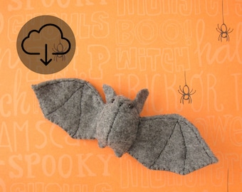 Morty the Bat sewing pattern, instant download PDF, halloween diy, halloween decor, gift, felt softie, spooky bat decor, kawaii plushie gift
