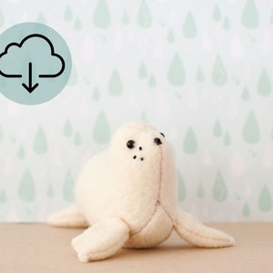 Sam the Baby Seal Sewing Pattern, Instant Download PDF tutorial, DIY stuffed animal, felt softie Sea Creature,  arctic baby decor, gift