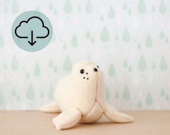 Sam the Baby Seal Sewing Pattern, Instant Download PDF tutorial, DIY stuffed animal, felt softie Sea Creature,  arctic baby decor, gift