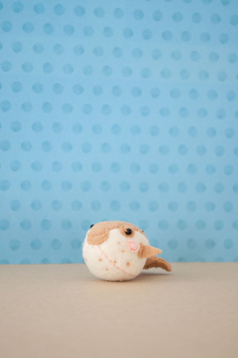 Po the baby Pufferfish Pattern easy illustrated PDF Stuffed Sea Creature, tiny felt softie, stuffed ocean animal, blowfish, cute kawaii gift image 3