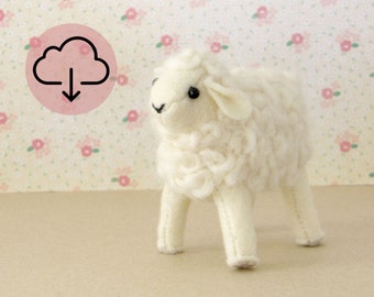 Mabel the Sheep sewing pattern, instant download PDF, cute decor, kawaii stuffed animal, cute felt crafts, cute DIY farm animal decoration