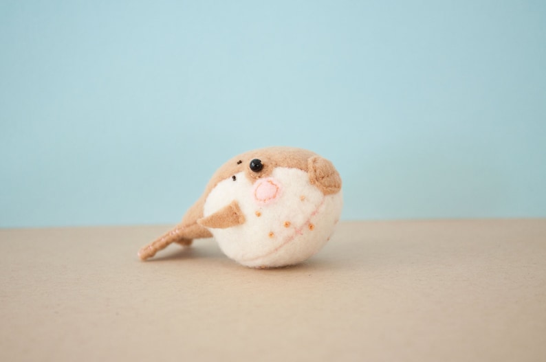Po the baby Pufferfish Pattern easy illustrated PDF Stuffed Sea Creature, tiny felt softie, stuffed ocean animal, blowfish, cute kawaii gift image 5