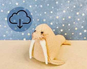 William Walrus PDF Sewing Pattern - diy walrus softie, arctic plushie, ocean theme crafts, walrus gift, marine life, walrus sewing pattern