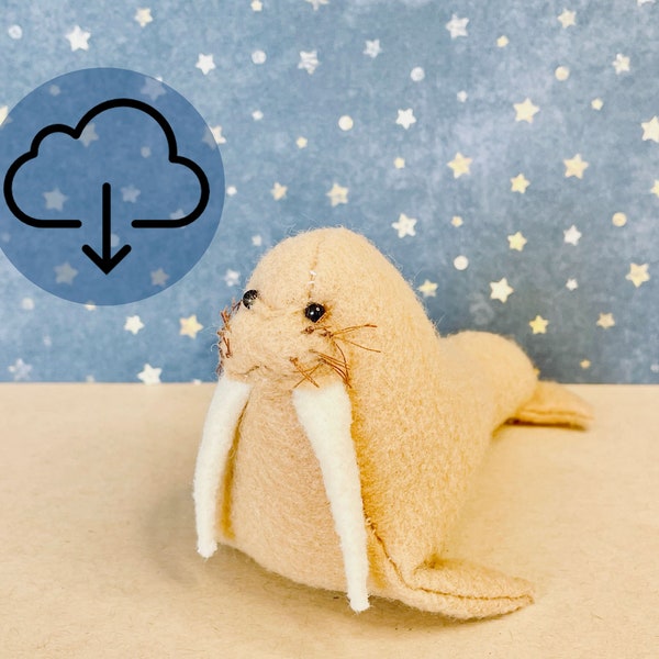 William Walrus PDF Sewing Pattern - diy walrus softie, arctic plushie, ocean theme crafts, walrus gift, marine life, walrus sewing pattern