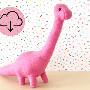 Claire the Brontosaurus PDF Sewing Pattern - dinosaur plushie, kawaii dinosaur softie, dino party, dinosaur decor, baby gift, burnt orange
