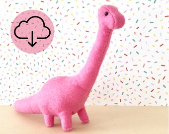 Claire the Brontosaurus PDF Sewing Pattern - dinosaur plushie, kawaii dinosaur softie, dino party, dinosaur decor, baby gift, burnt orange