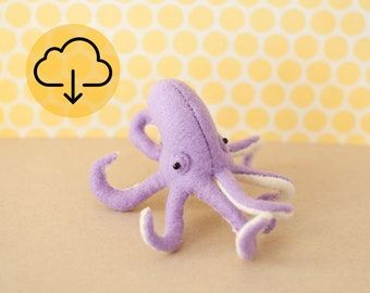 Winston the Octopus PDF Pattern - DIY Stuffed Sea Creature, felt softie pattern, ocean animal, steampunk, mermaid gift, DIY mobile pattern