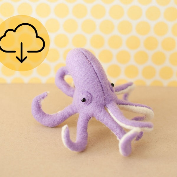 Winston the Octopus PDF Pattern - DIY Stuffed Sea Creature, felt softie pattern, ocean animal, steampunk, mermaid gift, DIY mobile pattern