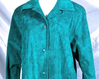 Emerald Green UntraSuede Coat By Count Romi Size 12 Made in USA