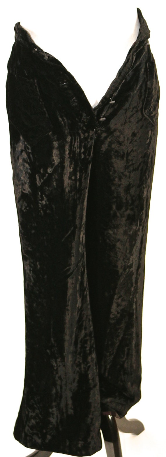 Black Silk Velvet High Waist Pants Lined with Silk