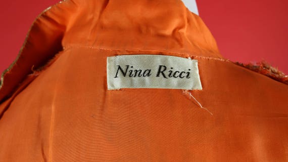 Nina Ricci Asian Style Orange Floral Dress - image 3